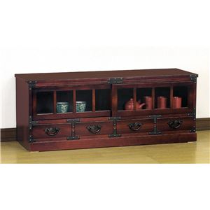 民芸調ローボード(テレビ台/テレビボード) 木製(桐) 幅100cm 【完成品】