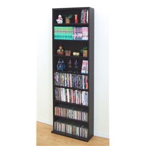 文庫書棚/本棚 幅60cm×奥行22cm×高さ180cm 木製 ブラウン 【組立】