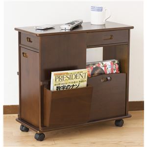 ソファーサイドワゴン キャスター付き 木製 幅60cm×奥行35.5cm 【完成品】