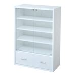 6BOXシリーズ 引出し付強化ガラスキャビネット fr-050-wh