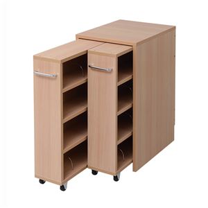 1cmピッチ隙間収納 収納BOX ロータイプ D44.5用 2連セット YHK-0208SET2-NA 〔すきま収納〕