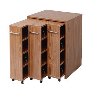 1cmピッチ隙間収納 収納BOX ロータイプ D44.5用 3連セット YHK-0208SET3-LBR 〔すきま収納〕