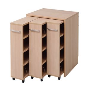 1cmピッチ隙間収納 収納BOX ロータイプ D44.5用 3連セット YHK-0208SET3-NA 〔すきま収納〕