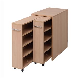 1cmピッチ隙間収納 収納BOX ロータイプ D59.5用 2連セット YHK-0209SET2-NA 〔すきま収納〕