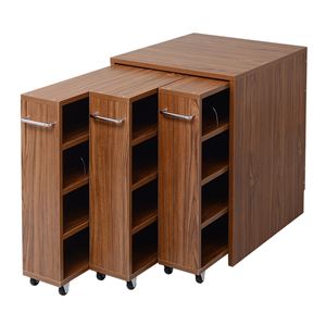 1cmピッチ隙間収納 収納BOX ロータイプ D59.5用 3連セット YHK-0209SET3-LBR 〔すきま収納〕