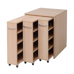 1cmピッチ隙間収納 収納BOX ロータイプ D59.5用 3連セット YHK-0209SET3-NA 〔すきま収納〕