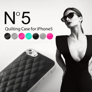 iPhone5 キルティングレザーケース エナメル マトラッセモデル スマホケース softbank ホワイト×ゴールド