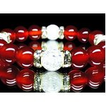 女性サイズ！天然石ＡＡＡカーネリアン×クラック水晶*美品10ミリ数珠 巾着袋付