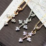 スモールクロスカットクリスタルネックレス/ゴールド