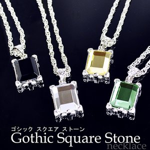 MAGGIO▼大粒のラインストーン♪スクエアストーンネックレス/クリア