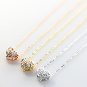 【全3色】キュービックジルコニアパヴェハートネックレス/ゴールド