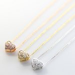 【全3色】キュービックジルコニアパヴェハートネックレス/シルバー