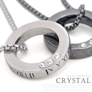 刻印がクールなオトナアクセ♪ ローマ数字リングネックレス/ロジウム