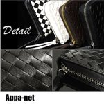 編み込みファスナー長財布/メッシュジップ/メンズ/ホワイト