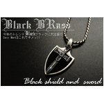 黒ワイルド◆ブラックストーン シールド＆ソアード メンズネックレス