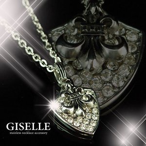 アレルギー：変色にも安心！ジュエリーステンレス製★百合の紋章×ShieldPlate★ユニセックスネックレス