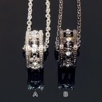 グルッと１周！繊細なゴシックリング＆キュービックジルコニア クロスリングネックレス/ブラック