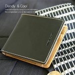 クールボディにステッチでアクセント☆メンズ牛革二つ折り財布/ブラック