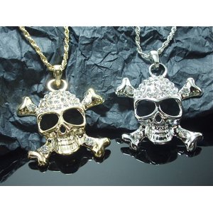 ビッグスカルネックレス 70cmチェーン シルバー×クリア