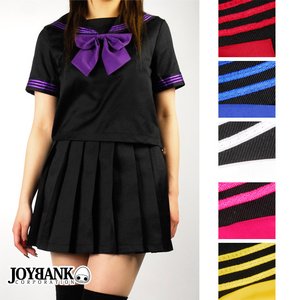 ビビットリボンのブラックセーラー服 6color/レッドLサイズ