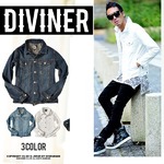 こだわりのヴィンテージ感★【DIVINER】デニムジャケット/メンズ 秋冬 ジーンズ ブルゾン/ホワイトMサイズ