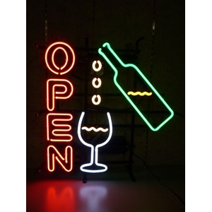 WINE OPEN （ネオン管 看板 アメリカン雑貨 ・NEON SIGN・ネオンサイン）