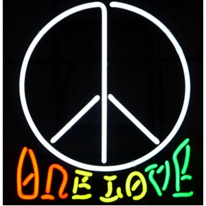 ネオンサイン ONE LOVE LOVE＆PEACE （ネオン管 看板 アメリカン雑貨 ・NEON SIGN・ネオンサイン）