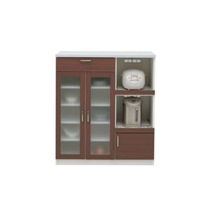 共和産業 キッシュ 100 ミドルキッチンキャビネット 【幅100×高113cm】 ブラウン 日本製 国産