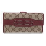 Gucci(グッチ) オリジナルGG インターロッキングGホースビット ウェブ Wホック 二つ折り長財布 ベージュ/ディープレッド 295351 F4CKG 8566