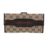 Gucci(グッチ) オリジナルGG インターロッキングGホースビット ウェブ Wホック 二つ折り長財布 ベージュ/ブラウン 295351 F4CKG 9791
