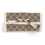 Gucci(グッチ) BELLA ベラ オリジナルGG バンブーリボンタッセル付 Wホック 二つ折り長財布 ベージュ/オフホワイト 269981 FWCGG 9761