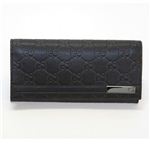Gucci(グッチ) グッチシマ GGロゴメタルバー 小銭入れ付 二つ折り長財布 ブラック 233112 AA61R 1000