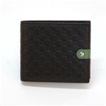 Gucci(グッチ) マイクログッチシマ インターロッキングG 二つ折り財布 小銭入れ無し ブラック/グリーン 281951 BMJ2N 1071