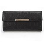 Gucci（グッチ） グッチシマ METAL BAR メタルバー Wホック 二つ折り長財布 ブラック 112715 A0V1G 1000
