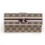 Gucci（グッチ） オリジナルGG リボンウェブ Wホック 二つ折り長財布 ベージュ／アイボリー ≪2013AW≫ 256933 FFKPG 8420