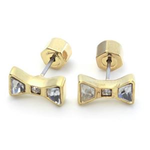 MARC BY MARC JACOBS（マークバイマークジェイコブス） Bow Studs リボンモチーフ クリアストーン ピアス M3PE566-711 80096 ORO
