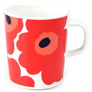 marimekko（マリメッコ） UNIKKO MUG ウニッコ柄 マグカップ 250ml ホワイト×レッド 63431-001 WH／RD