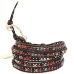CHAN LUU（チャンルー） BSM-1525 RED JSP MIX／N DK BRW ≪2015SS≫メンズ 5ラップブレスレット レッドジャスパーミックスをナチュラルダークブラウンレザーで編み込んだ5連ブレス
