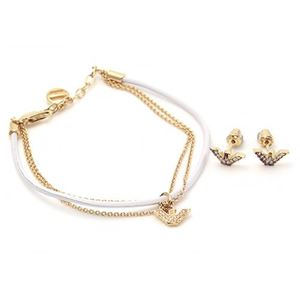 EMPORIO ARMANI（エンポリオアルマーニ） EG3186710 イーグルモチーフ ラインストーン ブレスレット＆ピアス セット シルバー925×ゴールドメッキ