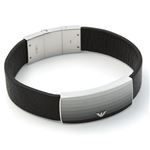 EMPORIO ARMANI（エンポリオアルマーニ） EGS1977040 イーグルロゴ ボーダー・グラデーション プレート レザー ブレスレット ステンレススチール