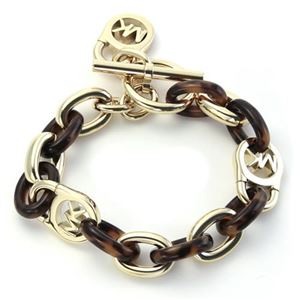 Michael Kors（マイケルコース） MKJ1675710 Gold-Tone and Tortoise Acetate Chain-Link PadLock Bracelet タートス チェーンリンク パドロック ブレスレット