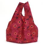marimekko（マリメッコ） MINI-UNIKKO SMARTBAG 38695 301 red／dark red ミニウニッコ柄 収納ポーチ付 ショッピングトートバッグ エコバッグ 使わない時はコンパクトにたためて便利♪