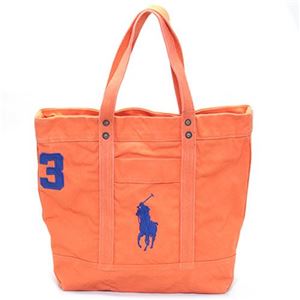 Polo Ralph Lauren（ポロラルフローレン） BIG PONY TOTE 4.05533E+11 BEDOFRD ORANGE W／ ROYAL PP ファスナー付 キャンバス トートバッグ