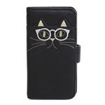 Anello（アネロ） ZU-M0205-BK おすましメガネ猫 ジョセフィーヌ iPhone6・6s専用 手帳型ケース スマートフォン スマホケース アイフォンカバー