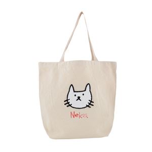 anello（アネロ）ZP-D0436-A CAT・DOT ねこどっとシリーズ もこもこサガラ刺繍 コットン ショルダー・トートバッグ ショッピングバック レッスンバッグ A4サイズ対応