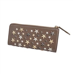 JIMMY CHOO（ジミーチュウ）NIXIE/LTR 143 MUSK/METALLIC MIX スタースタッズ付 L字ファスナー長財布 ロングウォレット