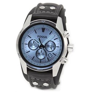 FOSSIL（フォッシル）バイカースタイルのレザーブレス。メンズクロノグラフ・ウオッチ CH2564