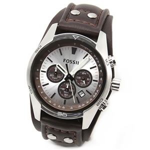 FOSSIL（フォッシル）バイカースタイルのレザーブレス。メンズクロノグラフ・ウオッチ CH2565