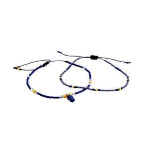 CHAN LUU（チャンルー） BG-4759 BLU MIX シングルブレスレット 2本セット Pull Tie スワロフスキークリスタル/ビーズ ブルーミックス