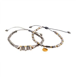 CHAN LUU（チャンルー） BGZ-4758 GRY MIX シングルブレスレット 2本セット Pull Tie グレークリスタル ミックス